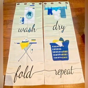 New Laundry Room Curtain Panel Set - Wash Dry Fold Repeat